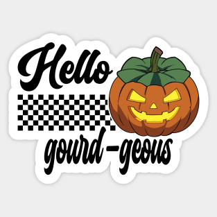 Pumpkin Halloween Hello Gourd-geous Retro Sticker